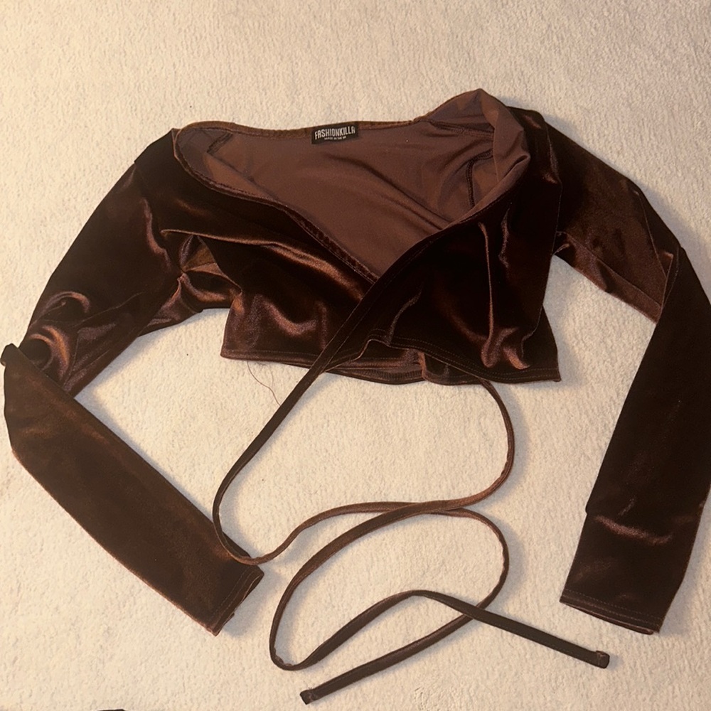 Fashionova Brown Crossed Crop Top